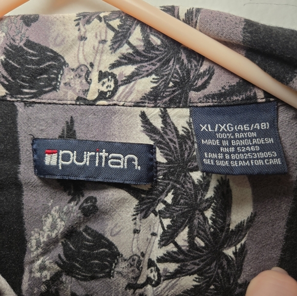 Puritan Hawaiian Shirt Black Short Sleeve Size XL Button Down - Picture 3 of 5